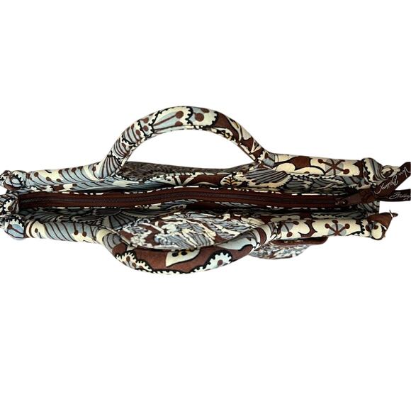 Vera Bradley Retired 2010 Slate Blooms The Gabby Quilted Tote Handbag Brown Gray - Picture 4 of 12